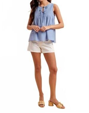 NEW IN-LOOM pintuck cotton blouse in blue